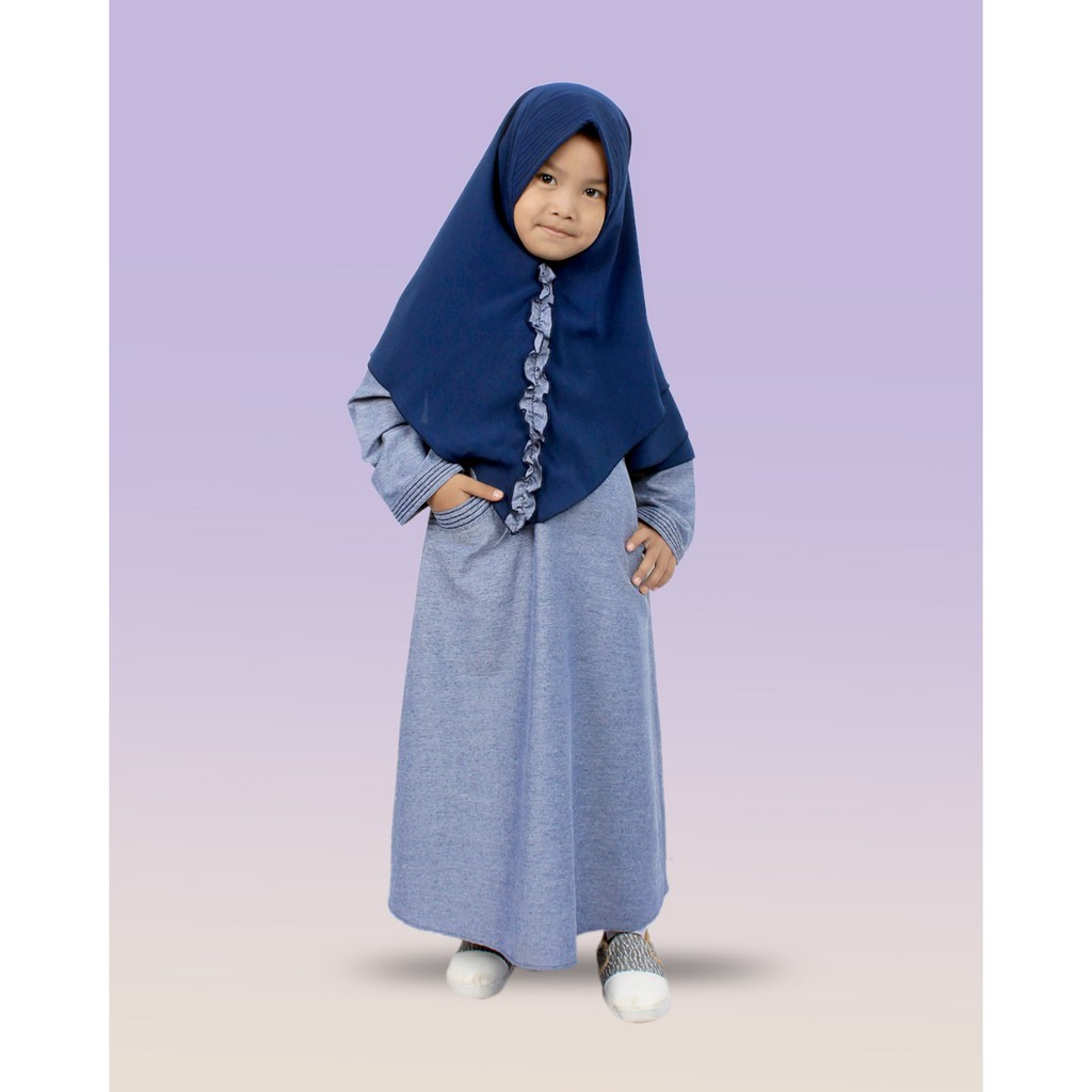 Salim Moslem –BARU!!! Busana Muslim/Gamis Anak Perempuan Daily Triji Set Kerudung Wolfis USIA 1-10TH