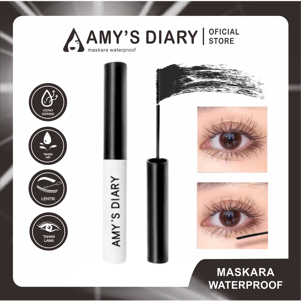 maskara Amy's Diary hitam 3D maskara waterproof pelentik bulu mata anti air Terbaik