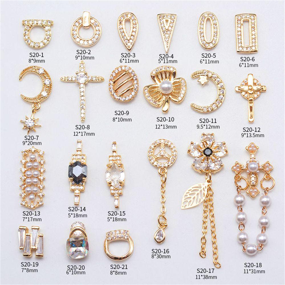 AUGUSTINA Agustina Mewah Zirkon Perhiasan Emas Shiny Pearl Charms Nails Aksesoris Manicure Tools Nail Zircon