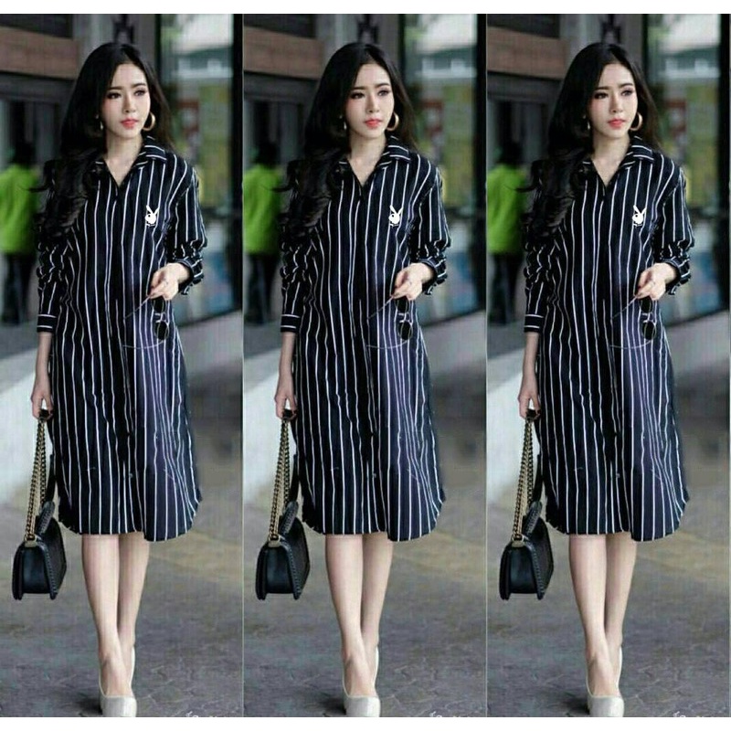 tunik salur pb / tujik strip wanita K 0100600