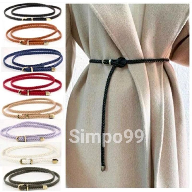 SMP99 - V3 / Ikat Pinggang Tipis Bahan Kulit Kepang / Ikat Pinggang Wanita / Ikat Pinggang Tipis Model Kepang Kulit / Ikat Pinggang Wanita / Gesper / Gesper Wanita / Terlaris / Gesper Korea / Flash Sale / Sabuk Kepang / Ikat Pinggang Terlaris / Terlaris