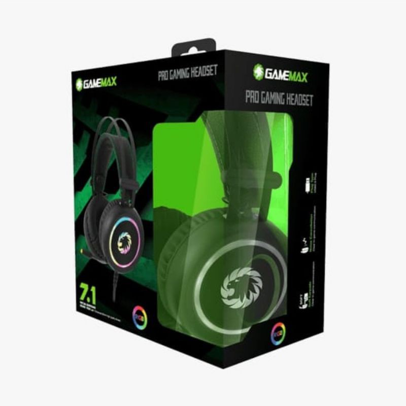 Headset Gaming GAMEMAX HG3500 RGB Rainbow Effect 7.1 Virtual Surround GAMING Headset