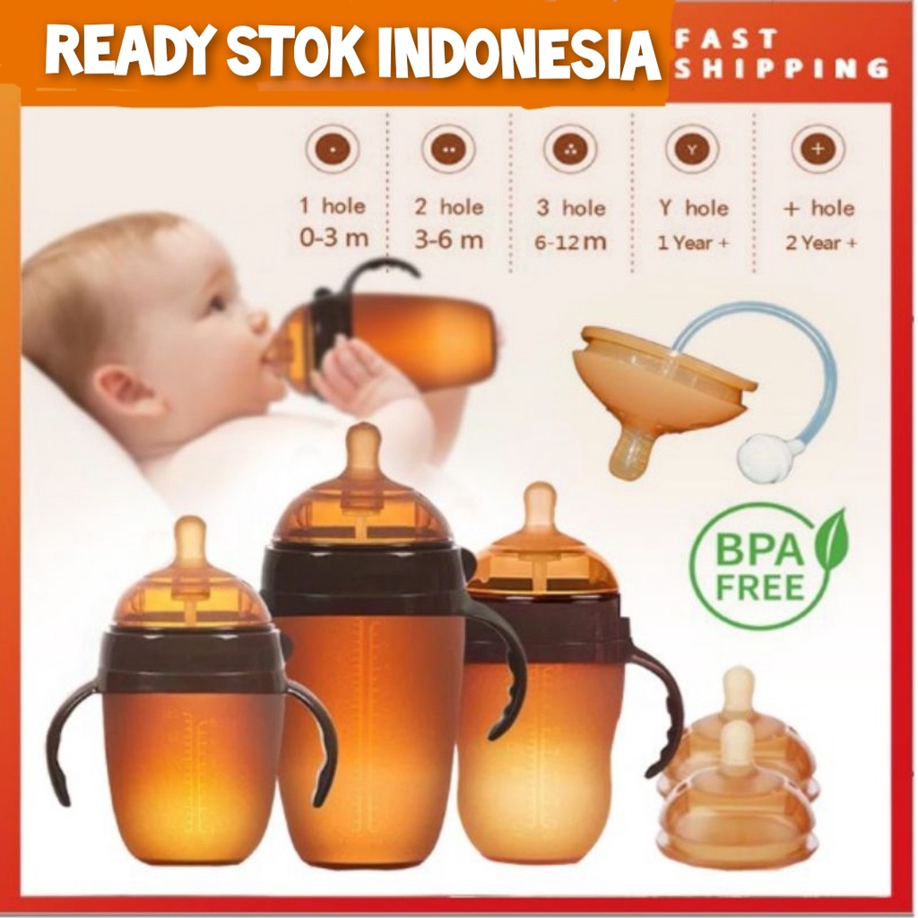 ORIGINAL PIKO Bello Botol dot susu anti kolik botol Bayi Silikon silicon cokelat