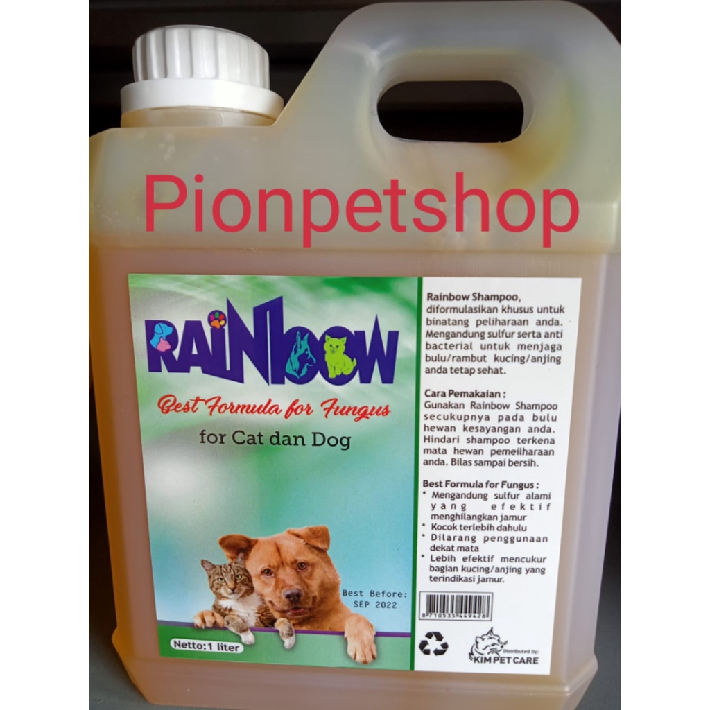 Rainbow Shampo khusus Jamur 1 liter untuk anjing dan kucing