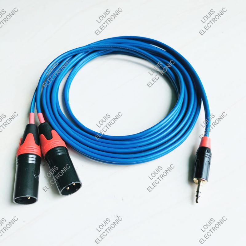 Kabel Audio Jack HP / Laptop Ke Mixer Aux 3.5mm To 2 Canon XLR Male 3 pin Kualitas Bagus