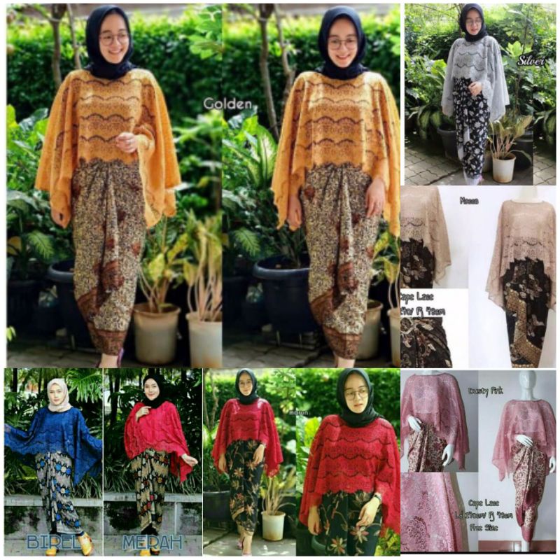 COD SETELAN KEBAYA CAPE BROKAT mewah kebaya Bridesmaid seragaman pager ayu kebaya wisuda Kebaya jumbo-SETCAPE