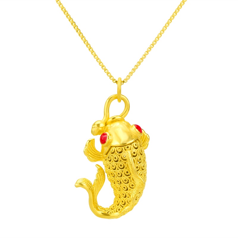 Kalung Liontin Ikan Koi Emas Imitasi 24K 3D Untuk Pria Dan Wanita 916