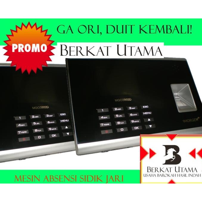 Alat Mesin Absensi Sidik Jari Finger Print Recognizer Mgo 3802D Morgen