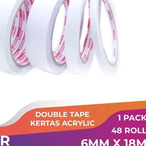 

♪ DOUBLE TAPE 6MM x 18 METER DOUBLETAPE KERTAS ACRYLIC SAZANAMI 48ROLL ✹