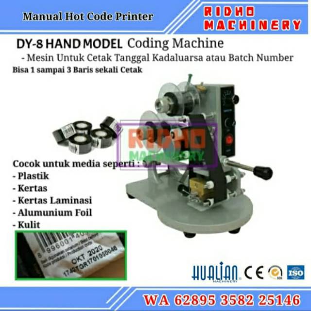 

( PROMO ) MESIN CODING CETAK EXPIRED DATE / ALAT CETAK KODE PRODUKSI DY-8 HUALIAN