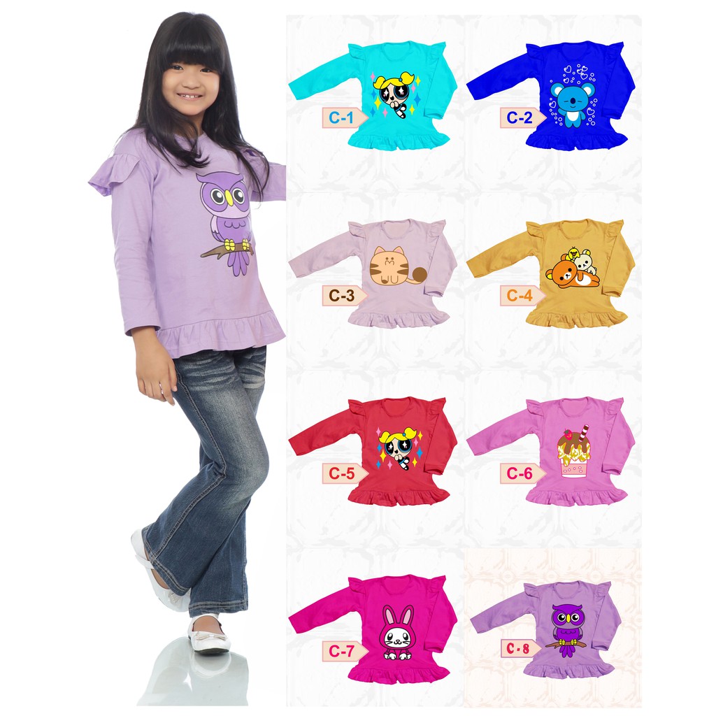 Download kaos anak perempuan lengan panjang baju kaos anak perempuan | Shopee Indonesia