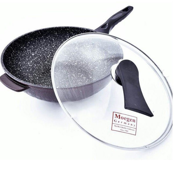 Panci Wajan Wok Pan Moegen 30cm - Marble Non Stick Coating [ORIGINAL]