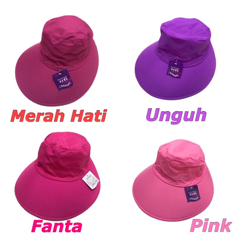 Topi Visor Lipat Wanita Anti UV Lebar / Topi Pantai Cadar T25