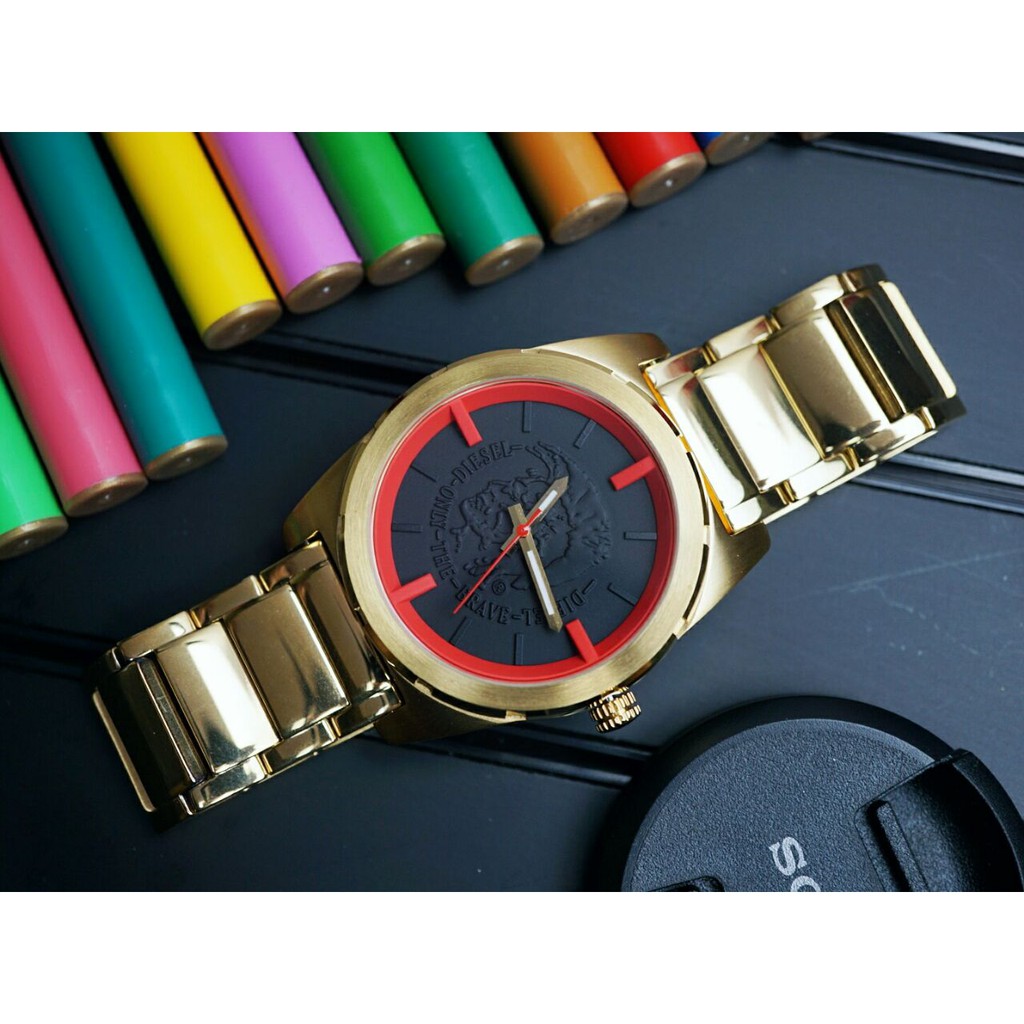 Jam Tangan Pria Diesel The Brave Gold Premium Chain Strap