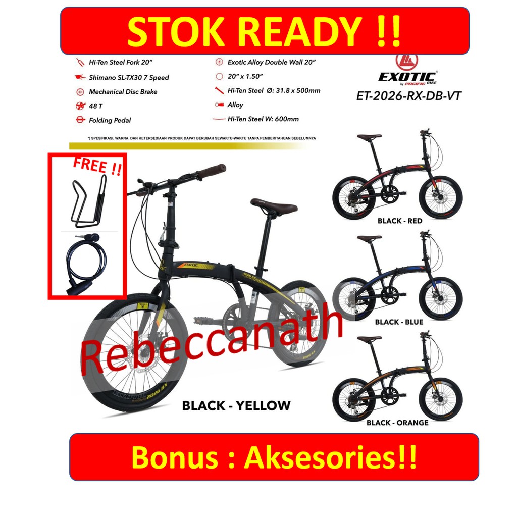 Exotic 2026 RX DB VT sepeda lipat 20 inch 7 speed shimano