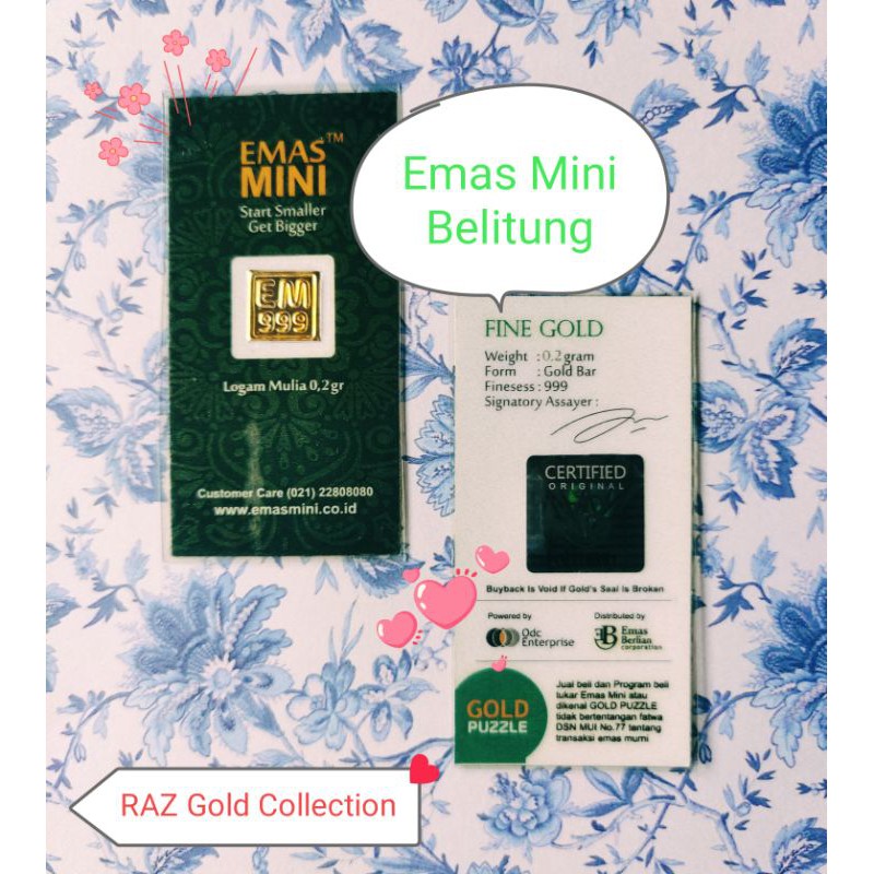 Emas Mini / Emas Antam ukuran 0.2 gr