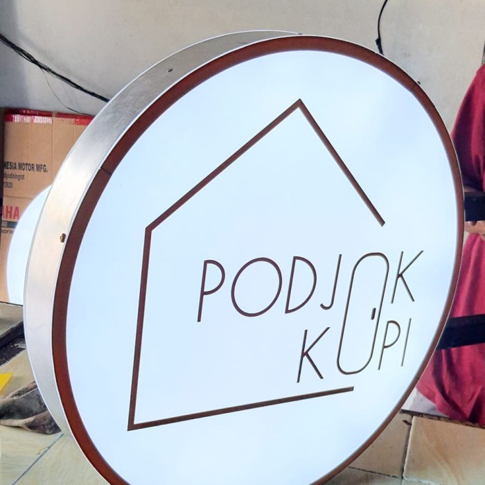 Jual Neon Box Bulat 50Cm 2 Sisi+ Breked