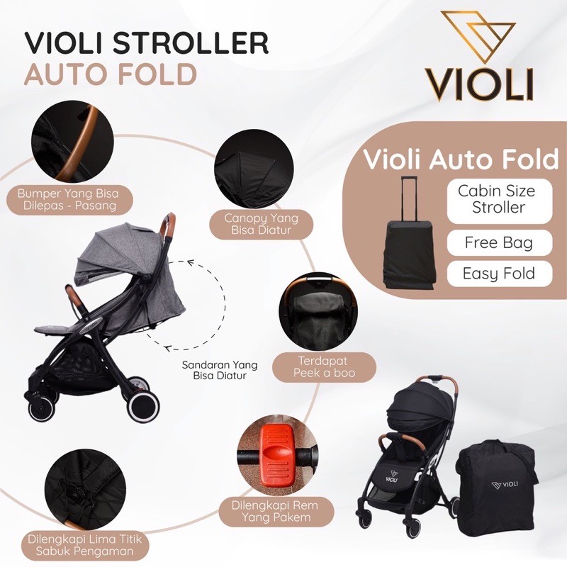 VIOLI Auto Fold Stroller/kereta dorong bayi