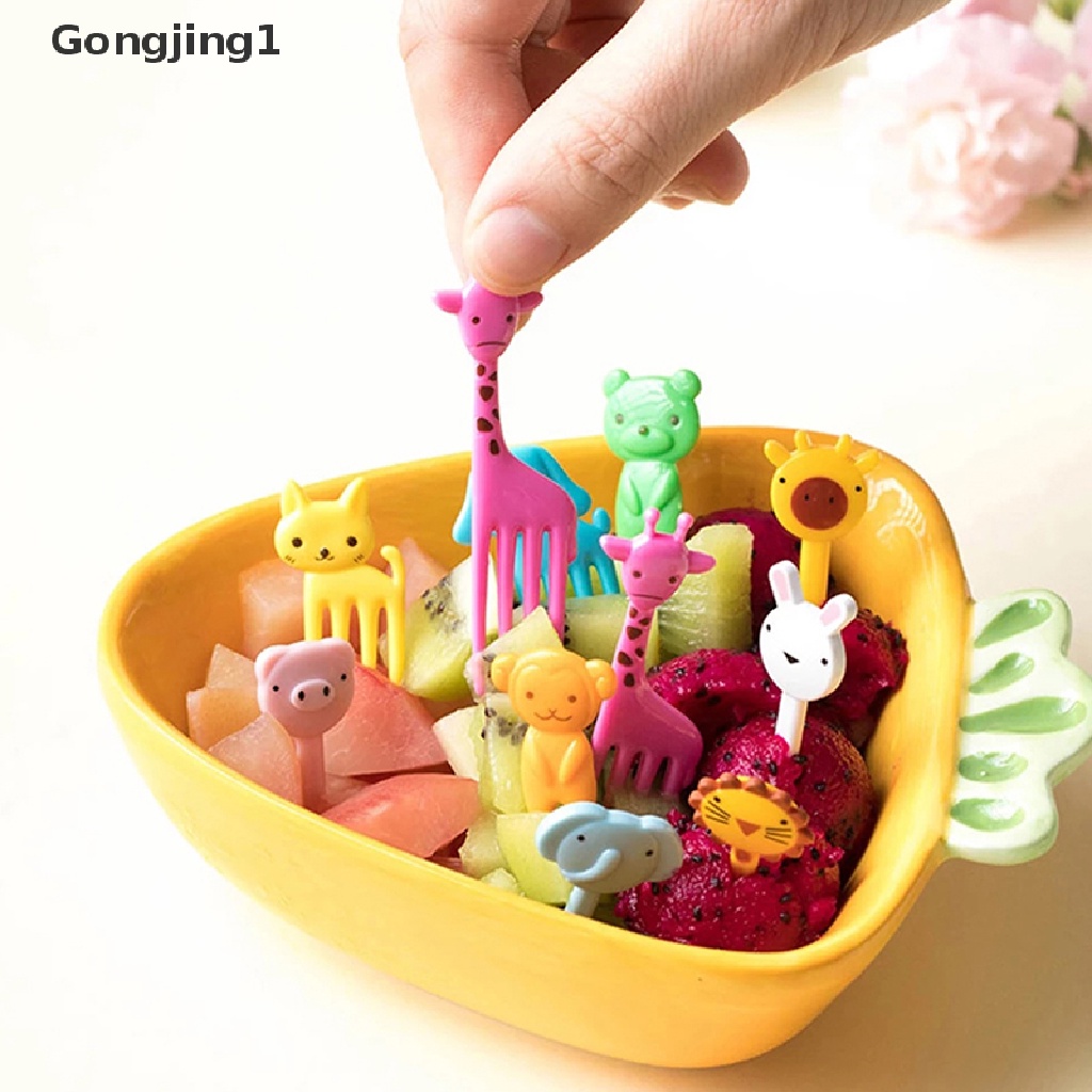 Gongjing1 6 / 10pcs / Pak Tusukan Makanan Ringan / Dessert / Bento Desain Kartun Untuk Anak