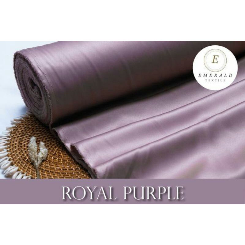 ( BUKAN HIJAB ) SETENGAH METER Kain Satin Velvet Roberto Cavalli Silk Premium - Royal Purple/Dusty Ungu ( HARGA PER 50cm KAIN )