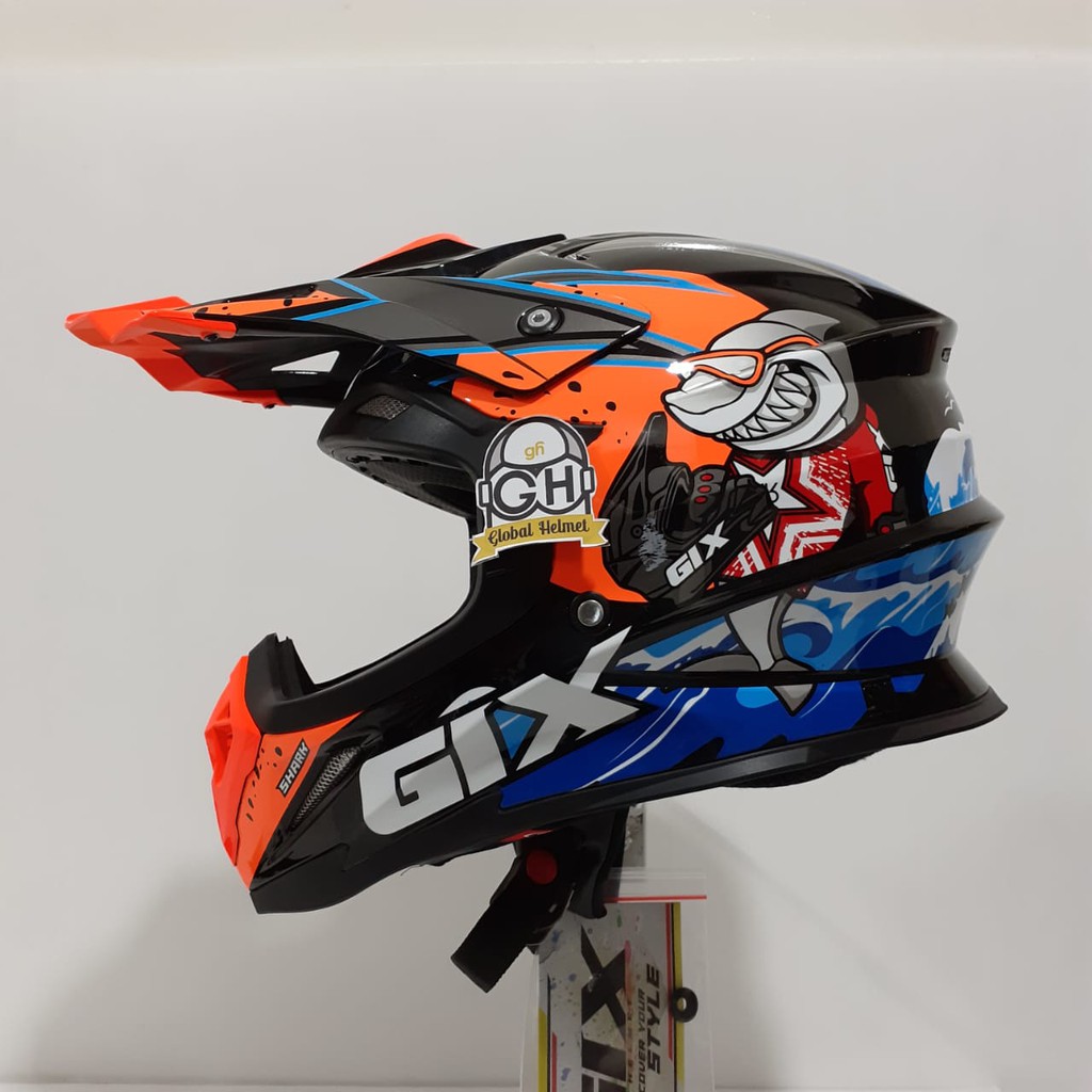 HELM CROSS GIX CROSS MOTIF SHARK BLACK ORANGE BLUE JPX CROSS