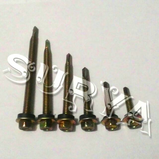 Baut Drilling M5 x 45 Kuning #12 Skrup Roofing
