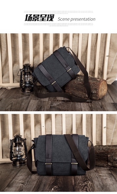 Tas Selempang Pria Canvas Messenger Bag