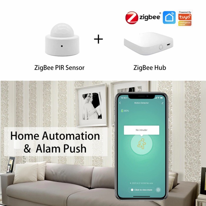 ZigBee Motion Sensor Wireless Security Mini Tuya Smart Life Home