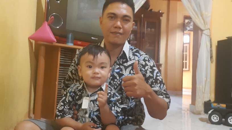 Nivana - Couple Atasan Ayah Anak Ibu Batik Blarak Biru Sarimbit Seragam Keluarga Kantor