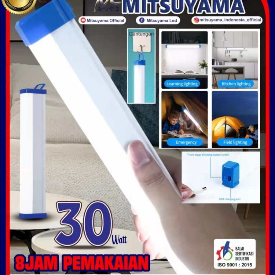 Lampu Belajar 30w MS-E7630 mitsuyama emergency cas Neon LED portable