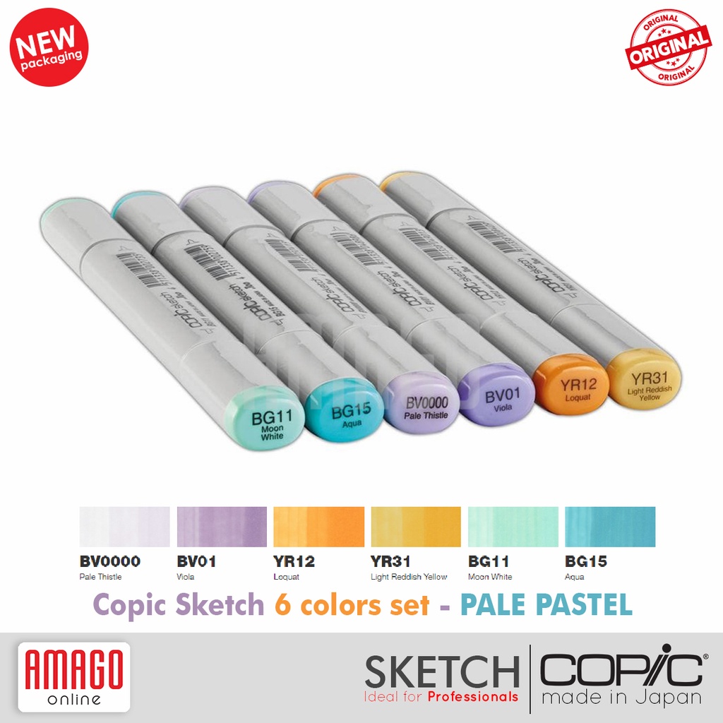 COPIC SKETCH MARKER - SET ISI 6 - PALE PASTELS - CSM/6PLP