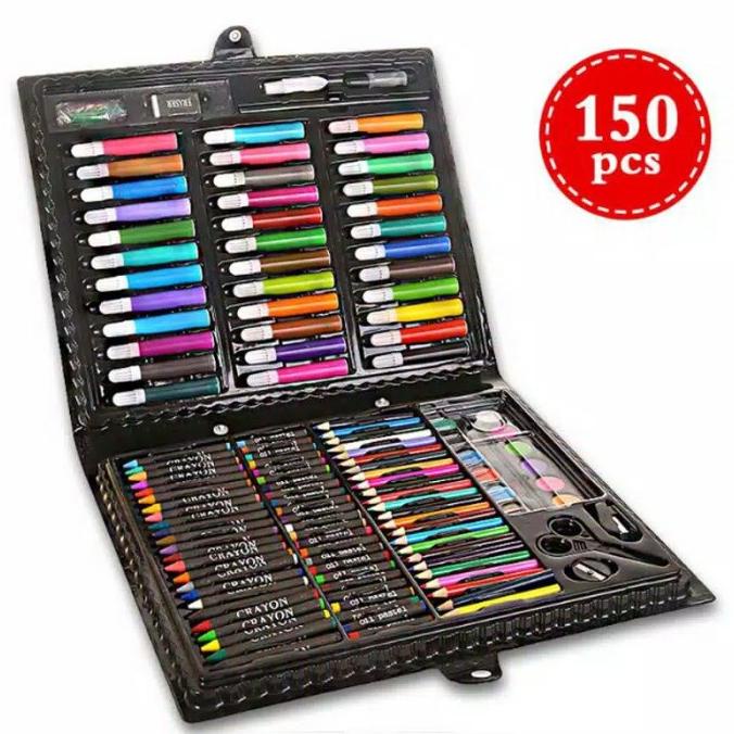 

(BISA COD) Alat lukis crayon cat minyak set perlengkapan sekolah anak 150 pcs PROMO SPECIAL Kode 118