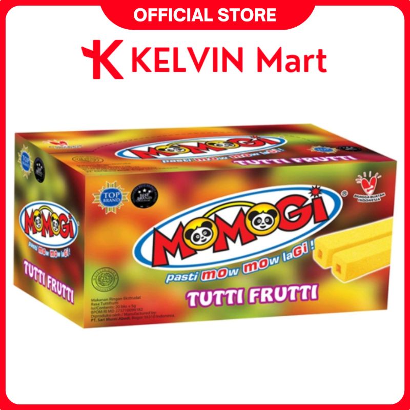 

Momogi Stick Snack Makanan Kering Rasa Tutti Frutti pck 5g x 20 pcs | KELVIN Mart