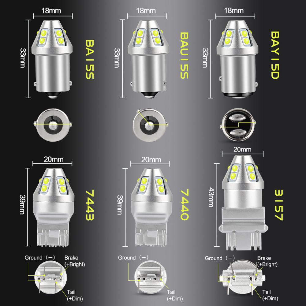 T20 LED W21/5W 7443 W21W 7440 PY21W P21W LED BAY15D BA15S BAU15S LED Mobil Lampu LED P21/5W Lampu Sein 1156 3157 P27W Lampu