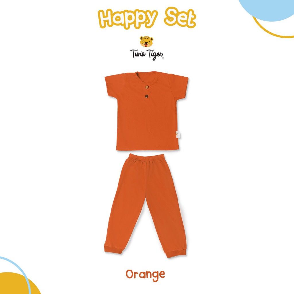 Twin Tiger Setelan Baju pendek Celana panjang Happy Set - Piyama anak