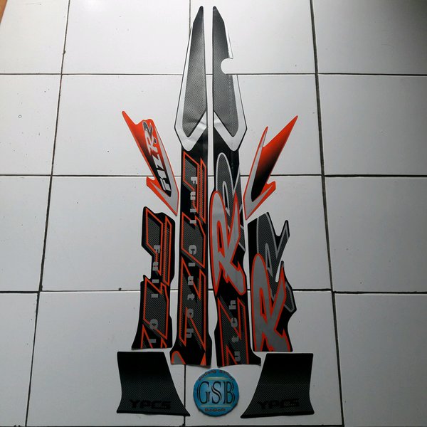 Striping sticker Lis motor Yamaha FIZR FIZ R F1ZR 2001 hitam-orange