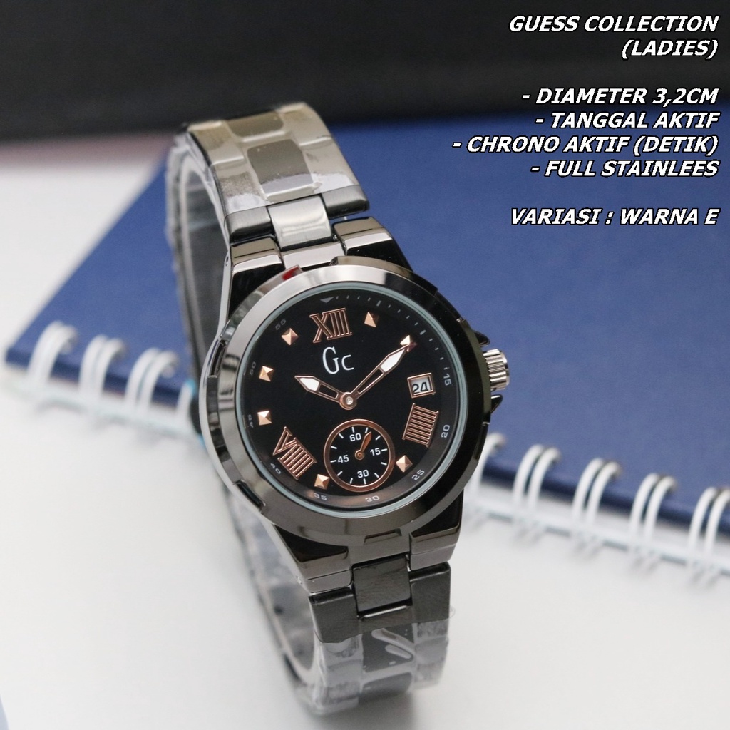 JAM TANGAN WANITA GC RANTAI BODY BULAT TANGGAL &amp; CHRONO AKTIF