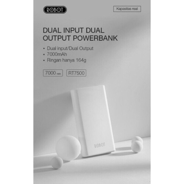 Powerbank Robot Rt7500 7000Mah Power Bank PB Robot Wook