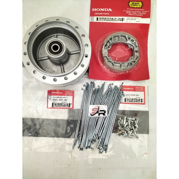 TEROMBOL BELAKANG KOMPLIT (KPH) HONDA ORIGINAL SUPER X125  KARISMA  KIRANA NEW OLD  KELENGKAPAN PRODUK  TROMBOL BELAKANG  KAMPAS REM BELAKANG  JARI JARI UKURAN 9X159_36 BIJI