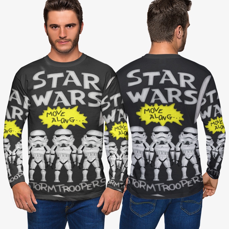 Kaos Pria Disney Star Wars Rounded Storm Trooper Tshirt Bahan Polyester Jersey Casual Style Fashiona