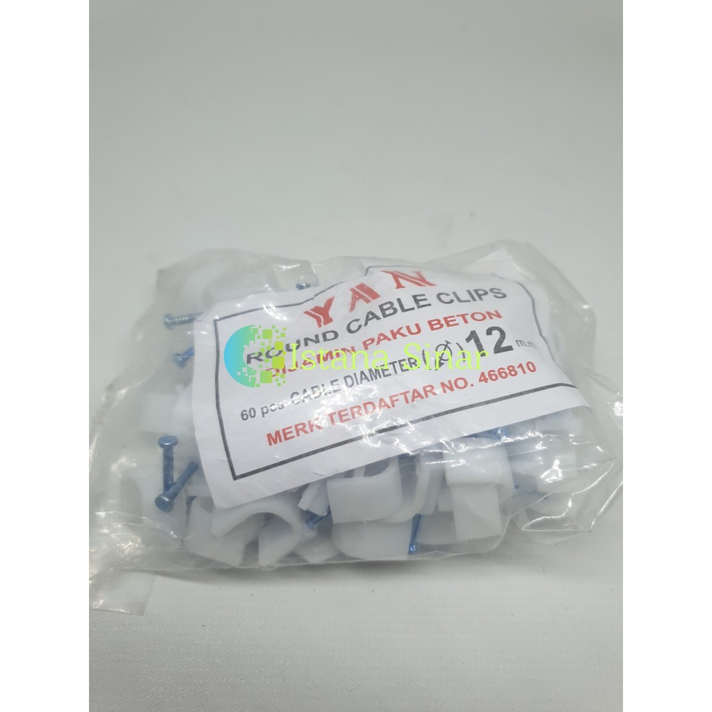 Klem Kabel No.12 Paku Beton (12mm) Yan Per Pack Isi 60 Pcs