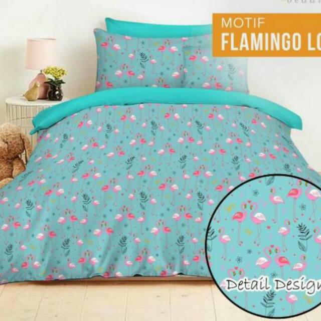 Bahan kain meteran katun lokal motif New Flamingo love