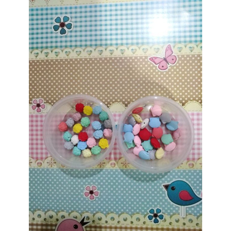 Moza manik Mote kerang rose bulat mix warna 25 gr