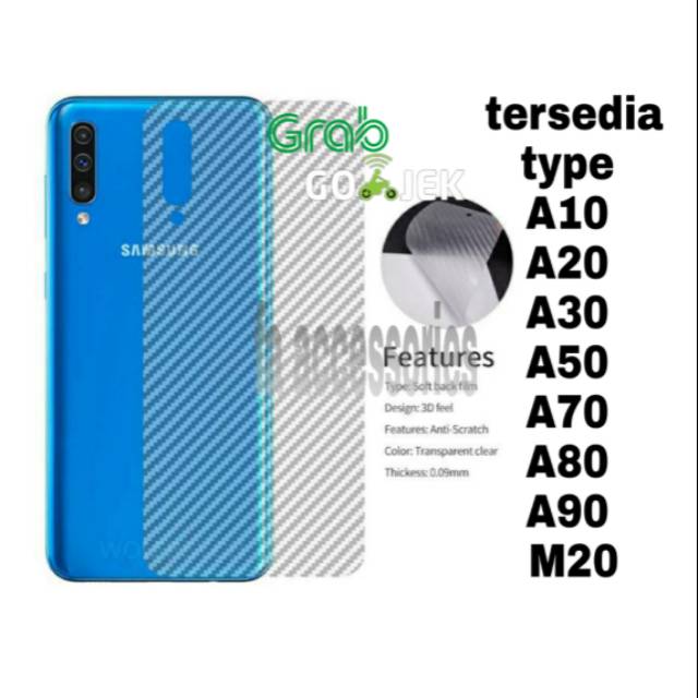 Samsung A10 A20 A30 A50 A70 A80 A90 A03S M20 skin carbon Back Screen antigores belakang