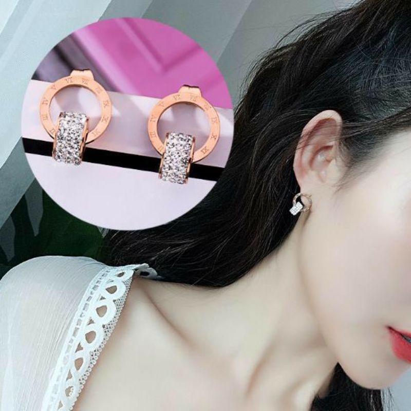 GG Anting Angka Romawi Double Diamond Titanium