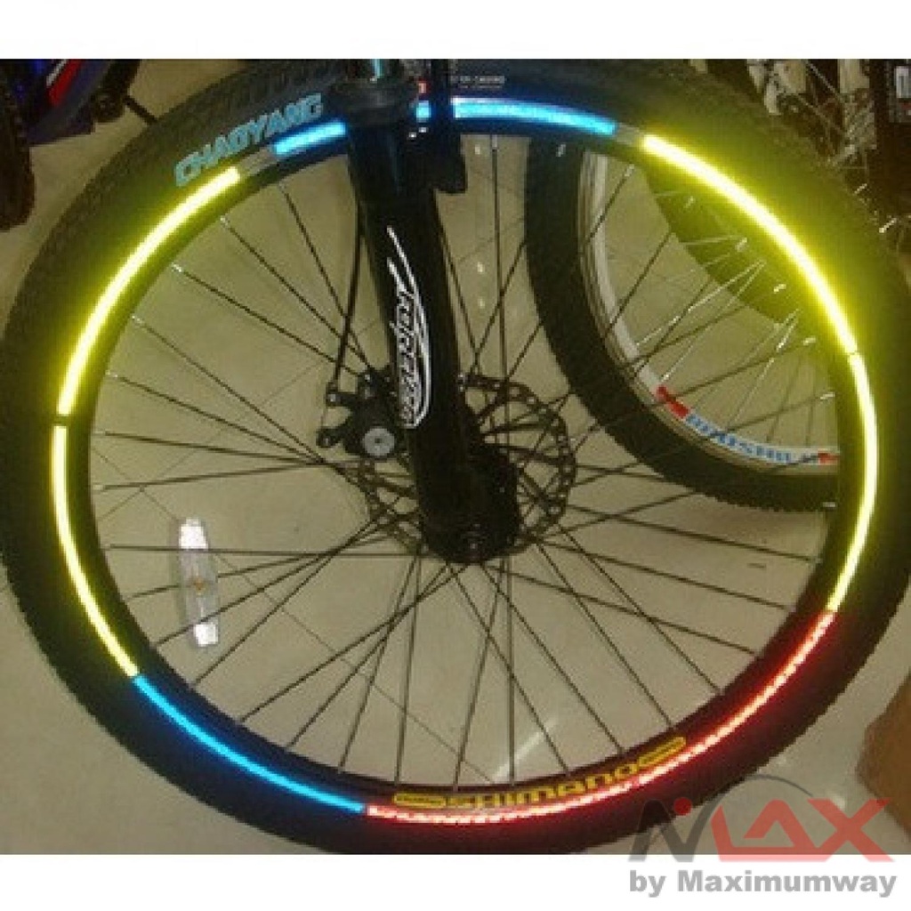 Stiker Roda Sepeda 8 Strip Bicycle Wheel Reflective Sticker Alat olahraga outdoor aksesoris oren