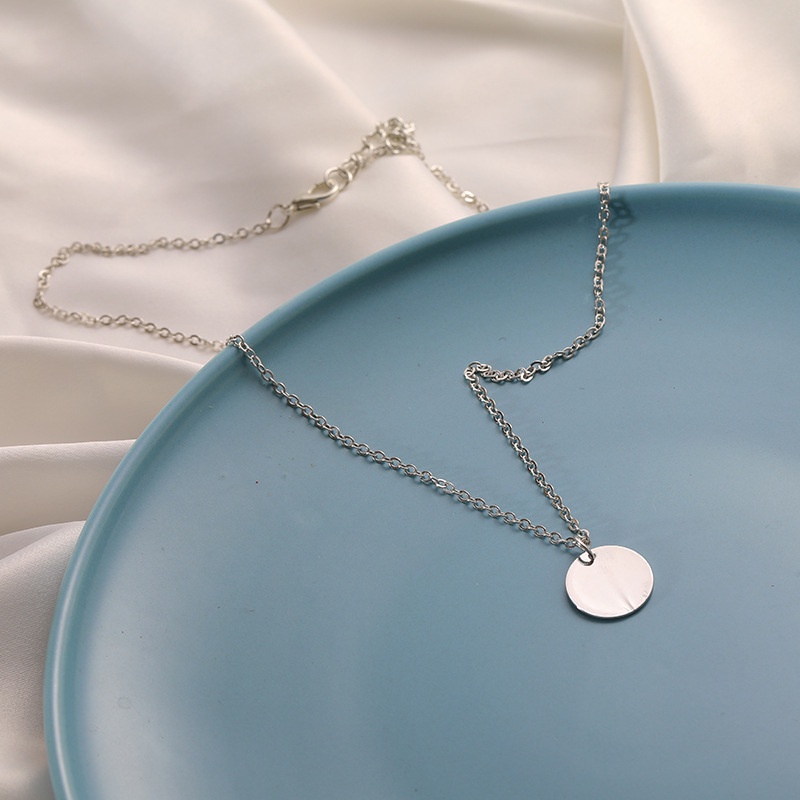 Minimalist Small Disc Very Thin Chain Personality Style Clavicle Chain Necklace