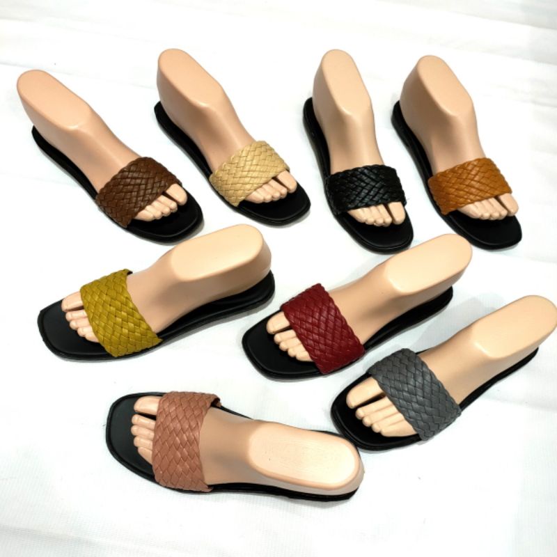 sandal wanita selop Felonie WK 01 anyaman terbaru keren Trendy kekinian