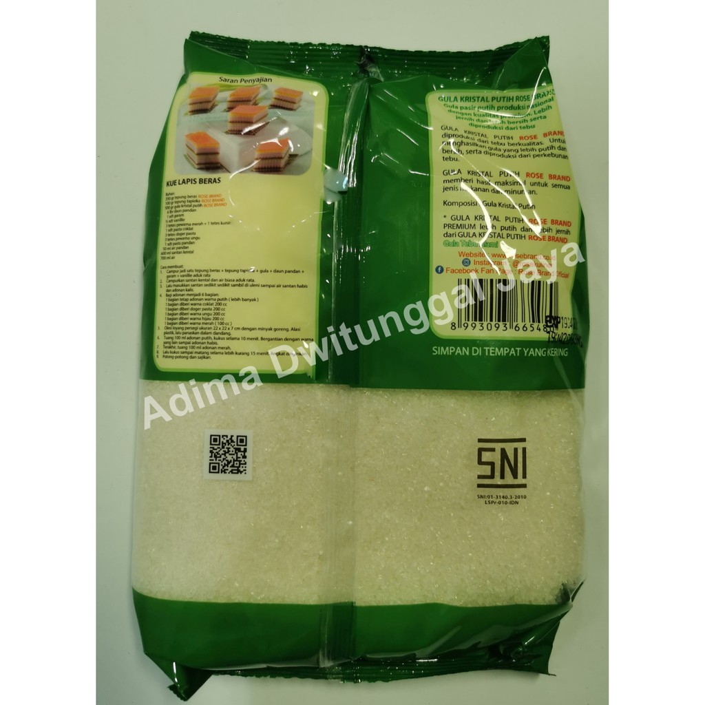 Gula putih / White Sugar / Gula Kristal Premium Rose Brand 1 kg