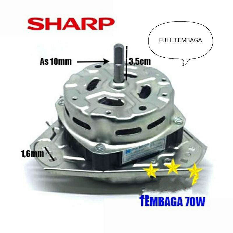 Dinamo Mesin Cuci  SHARP  TEMBAGA   Spin   Motor ,  Pengering  Diameter as 10 mm 70W